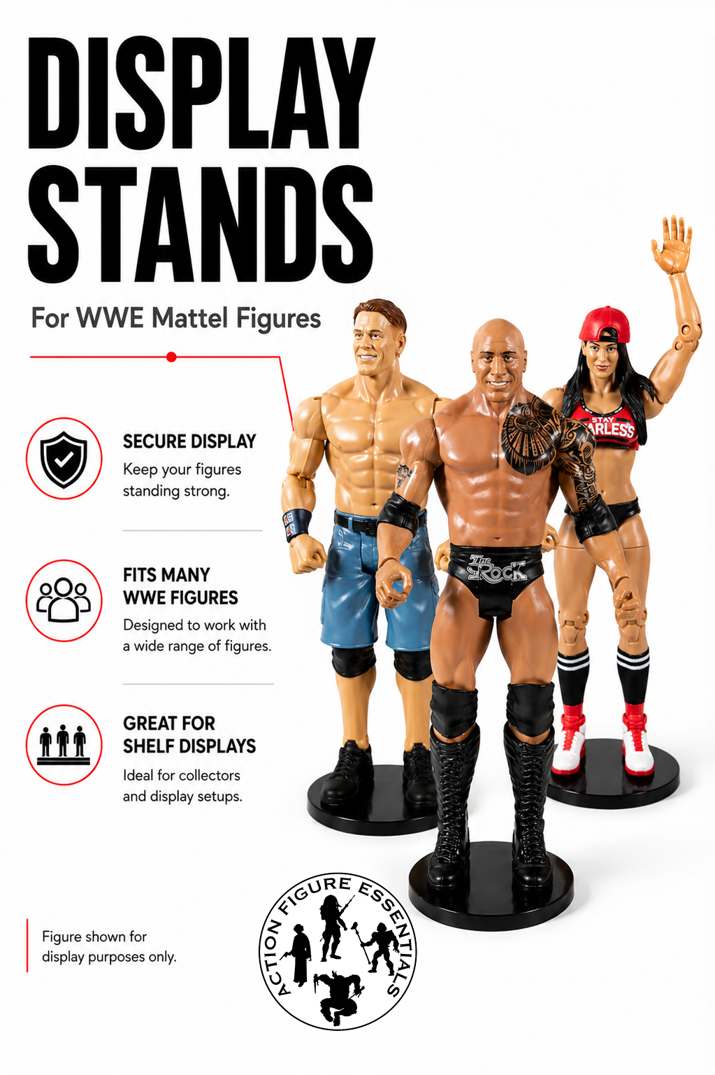 WWE Mattel Figure Display Stands – Black Pro Deluxe DX 2-Inch