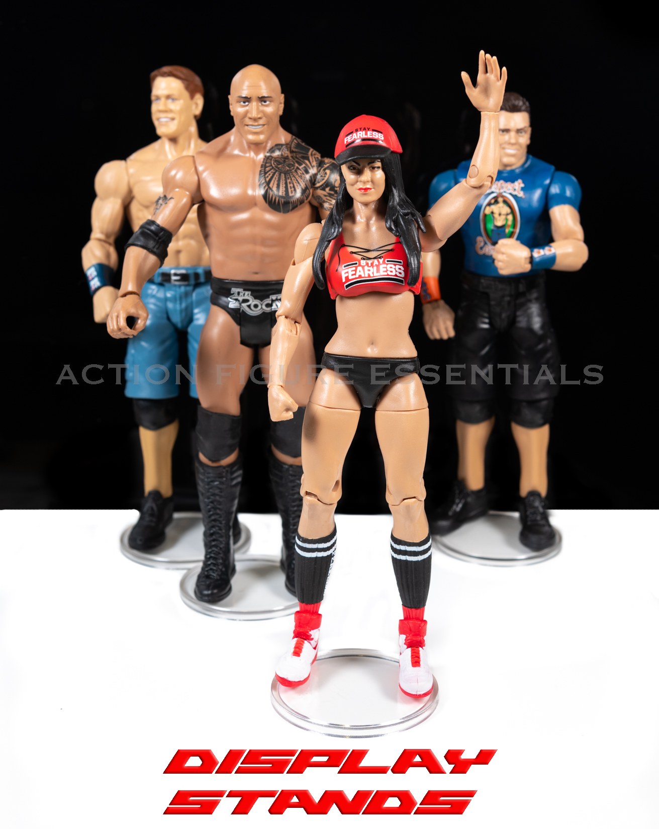 Action Figure Display Stands for WWE Wrestling Figures - Clear - (Set of x1 Pro Deluxe Stands)