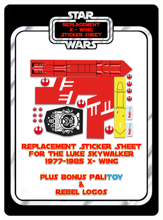 Vintage Star Wars X-Wing Replacement Sticker Sheet Plus Rebel Palitoy Logos