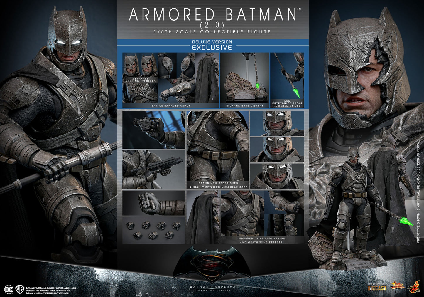 Hot Toys - Armoured Batman - BVS - Deluxe Version 2.0 Diecast - MMS743D63 - 1:6 Scale DC Action Figure