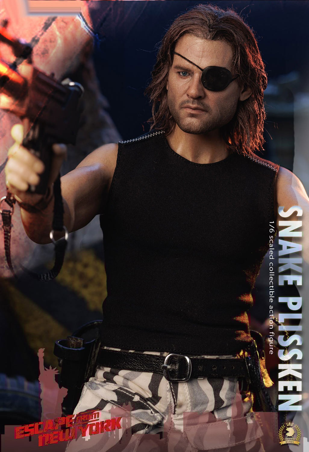 Snake Plissken - Real Hair Version - Escape From New York - Kurt Russell - 1:6 Scale Crown Series - Asmus