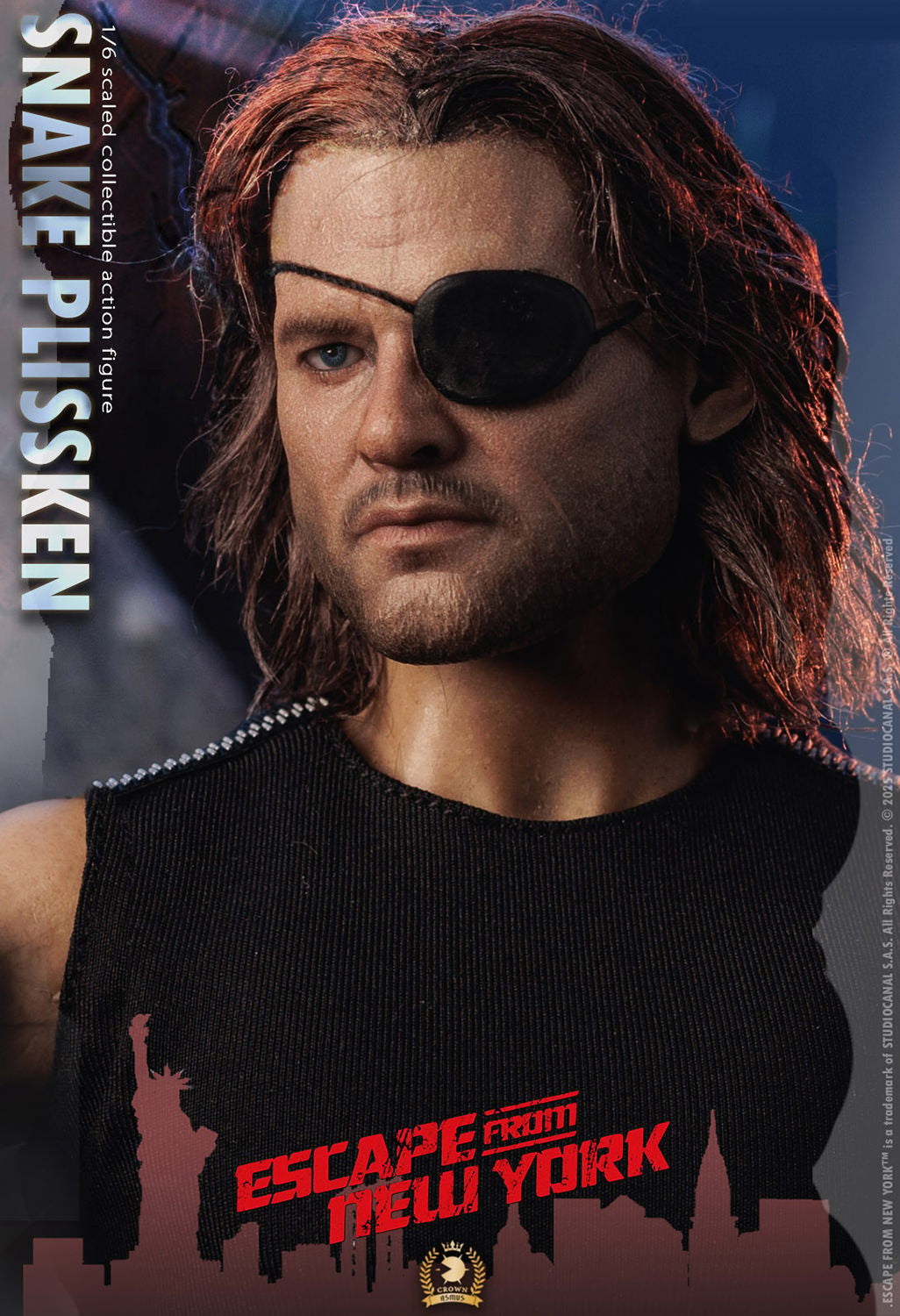 Snake Plissken - Real Hair Version - Escape From New York - Kurt Russell - 1:6 Scale Crown Series - Asmus