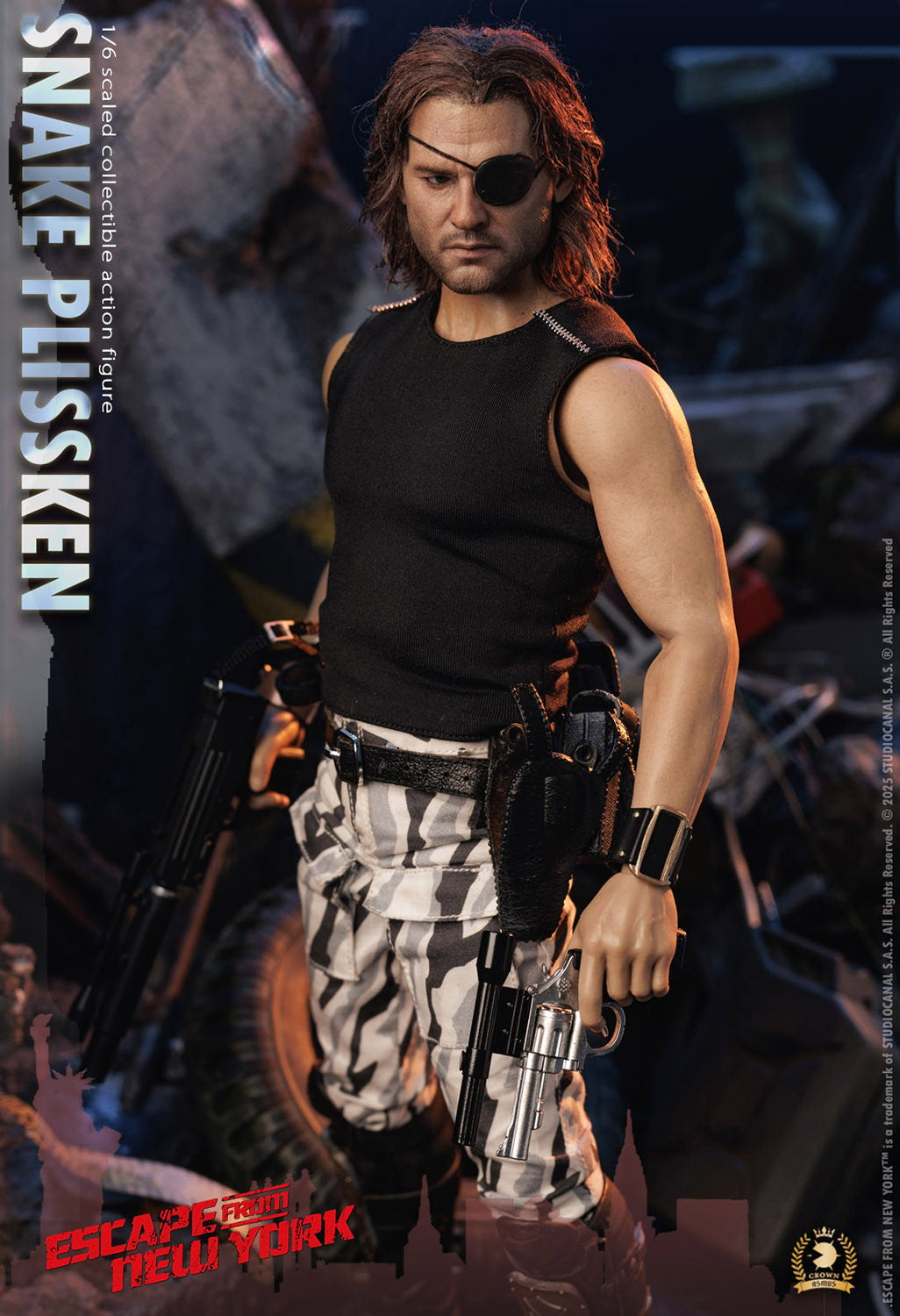 Snake Plissken - Real Hair Version - Escape From New York - Kurt Russell - 1:6 Scale Crown Series - Asmus