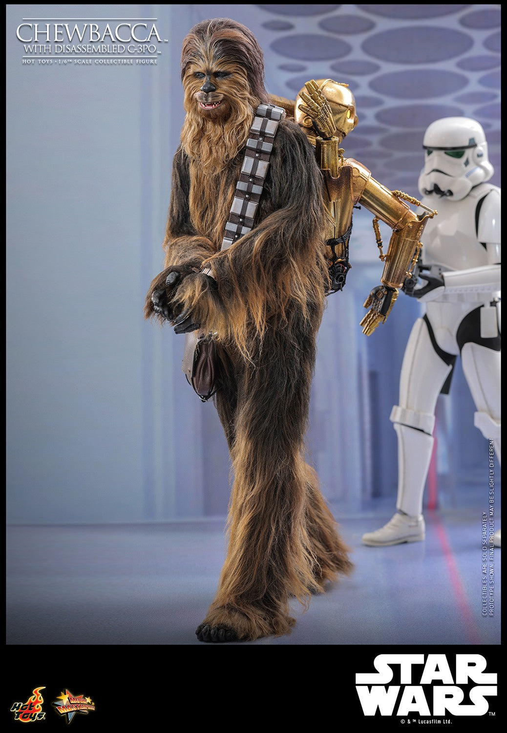 Hot Toys MMS766 Chewbacca with Disassembled C-3PO Star Wars The Empire Strikes Back 1/6 Scale Collectible Figure – Factory-Sealed Shipper Included