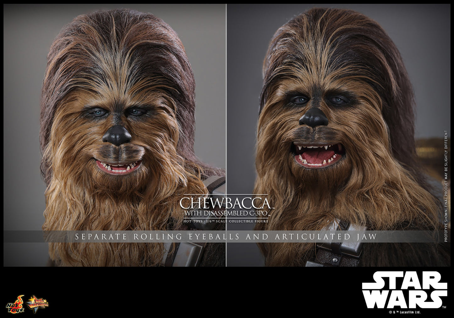 Hot Toys MMS766 Chewbacca with Disassembled C-3PO Star Wars The Empire Strikes Back 1/6 Scale Collectible Figure – Factory-Sealed Shipper Included