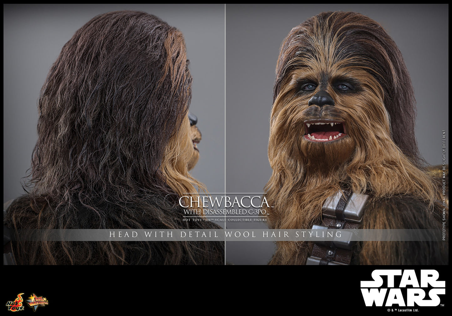 Hot Toys MMS766 Chewbacca with Disassembled C-3PO Star Wars The Empire Strikes Back 1/6 Scale Collectible Figure – Factory-Sealed Shipper Included