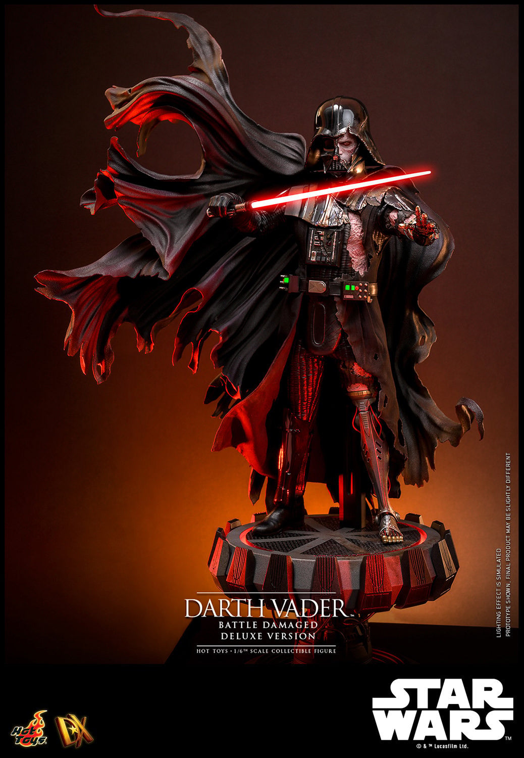 Hot Toys DX45 Darth Vader (Battle Damaged) Deluxe Version Star Wars 1/6 Scale Collectible Figure – Factory-Sealed Shipper Included