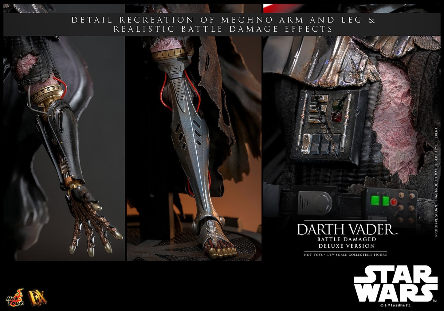 Hot Toys DX45 Darth Vader (Battle Damaged) Deluxe Version Star Wars 1/6 Scale Collectible Figure – Factory-Sealed Shipper Included