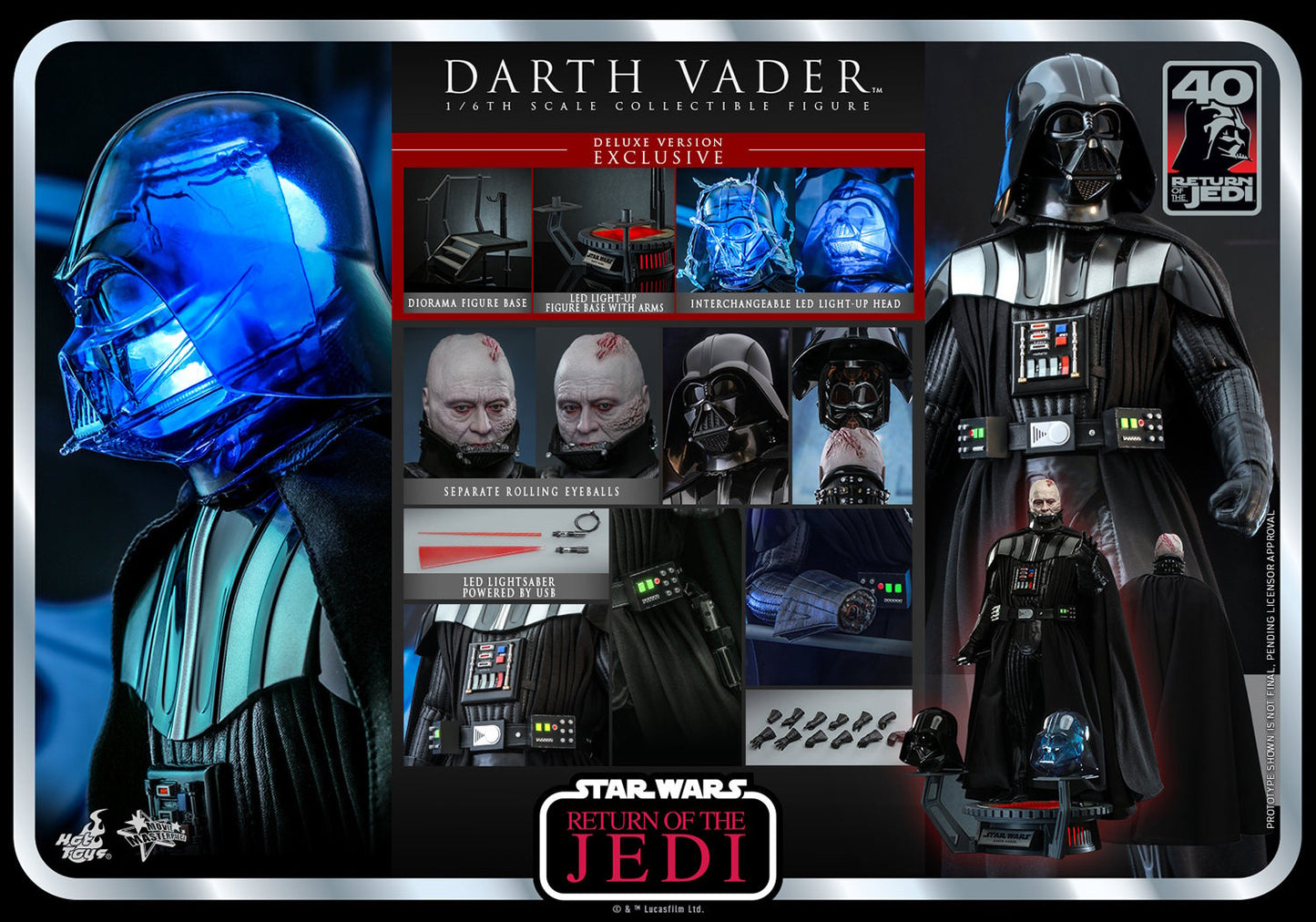 Hot Toys Star Wars Darth Vader Return of The Jedi Deluxe MMS700 1/6 Scale Figure Set