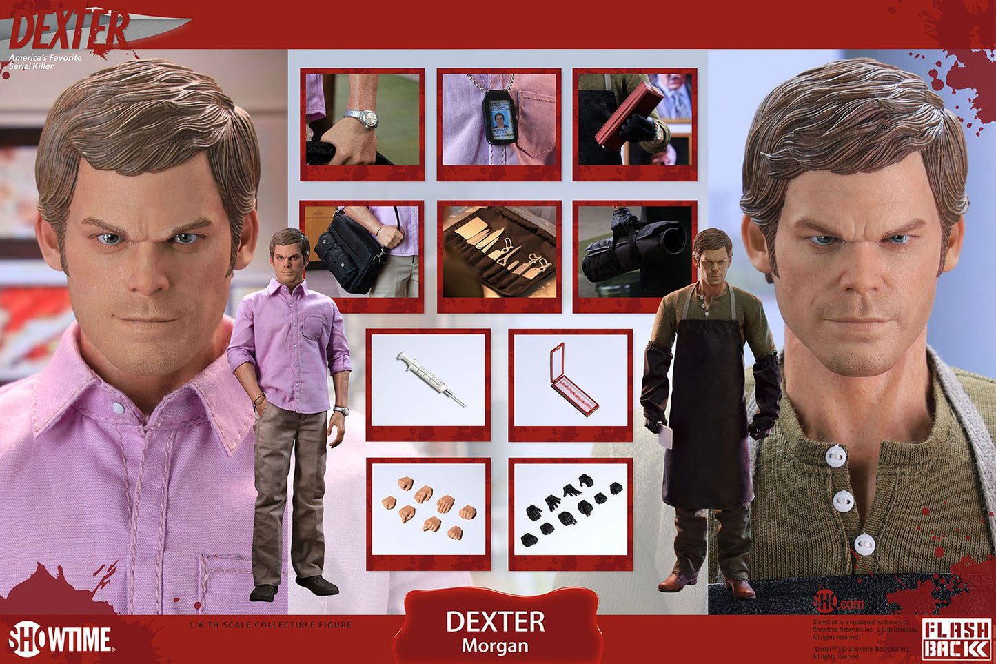 Dexter - The Bay Harbour Butcher - Miami Metro - Flashback Figures - Showtime - 1:6 Scale Action Figure Collectible Set