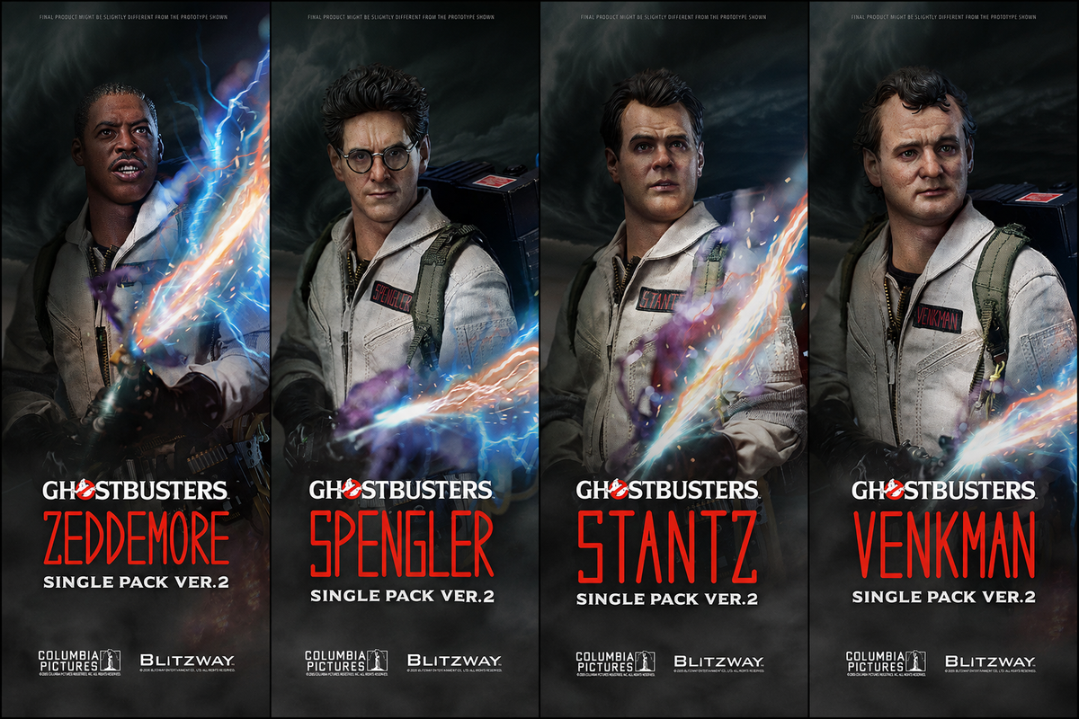 Blitzway Ghostbusters Ver.2 1/6 scale four-figure set featuring Venkman, Stantz, Spengler and Zeddemore.
