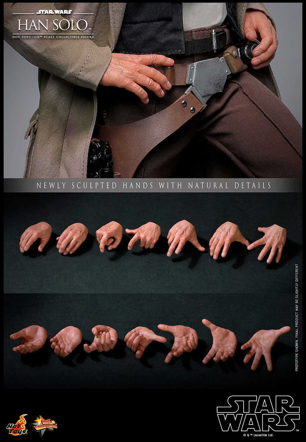 Hot Toys - Han Solo Hands Wrist Pegs - Star Wars - MMS740 - Return of The Jedi 1:6 Loose Parts
