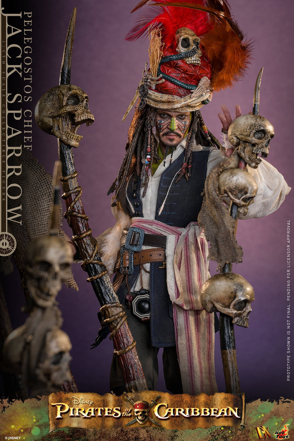 Hot Toys DX48 Pelegostos Chief Jack Sparrow 1/6 scale figure with factory-sealed manufacturer shipper