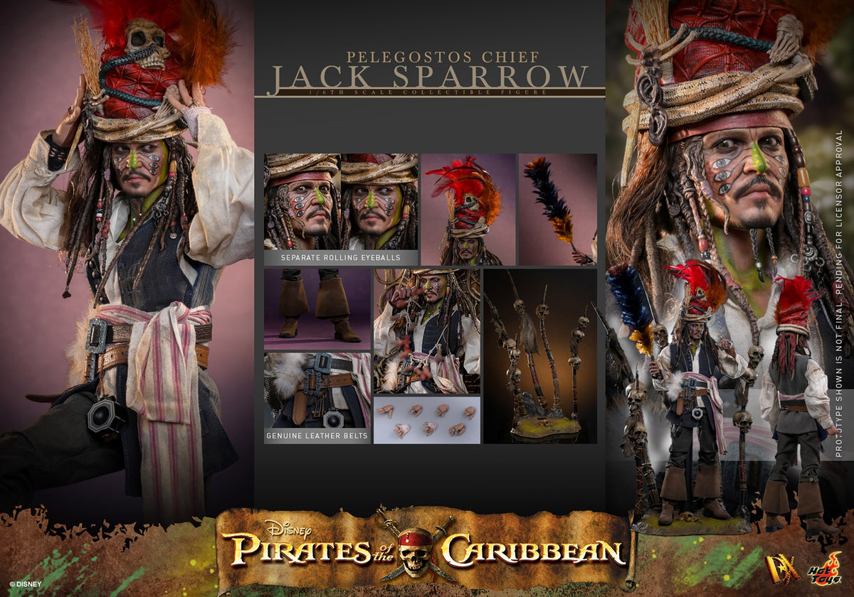 Hot Toys DX48 Pelegostos Chief Jack Sparrow 1/6 scale figure with factory-sealed manufacturer shipper