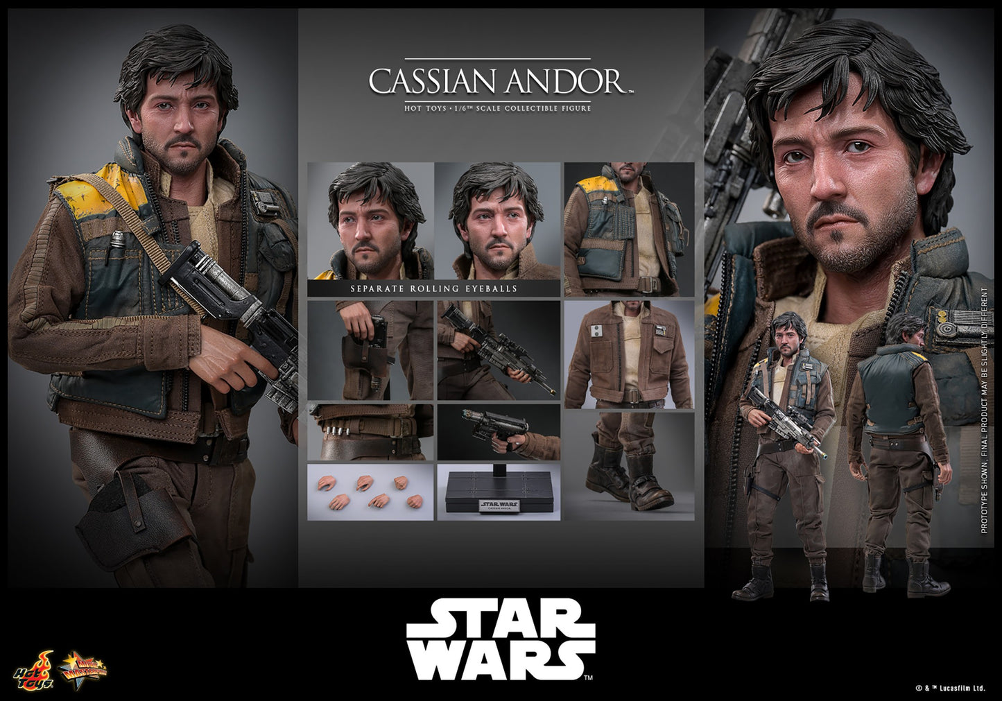 Hot Toys MMS802 Cassian Andor 1/6 scale Rogue One figure with factory-sealed manufacturer shipper
