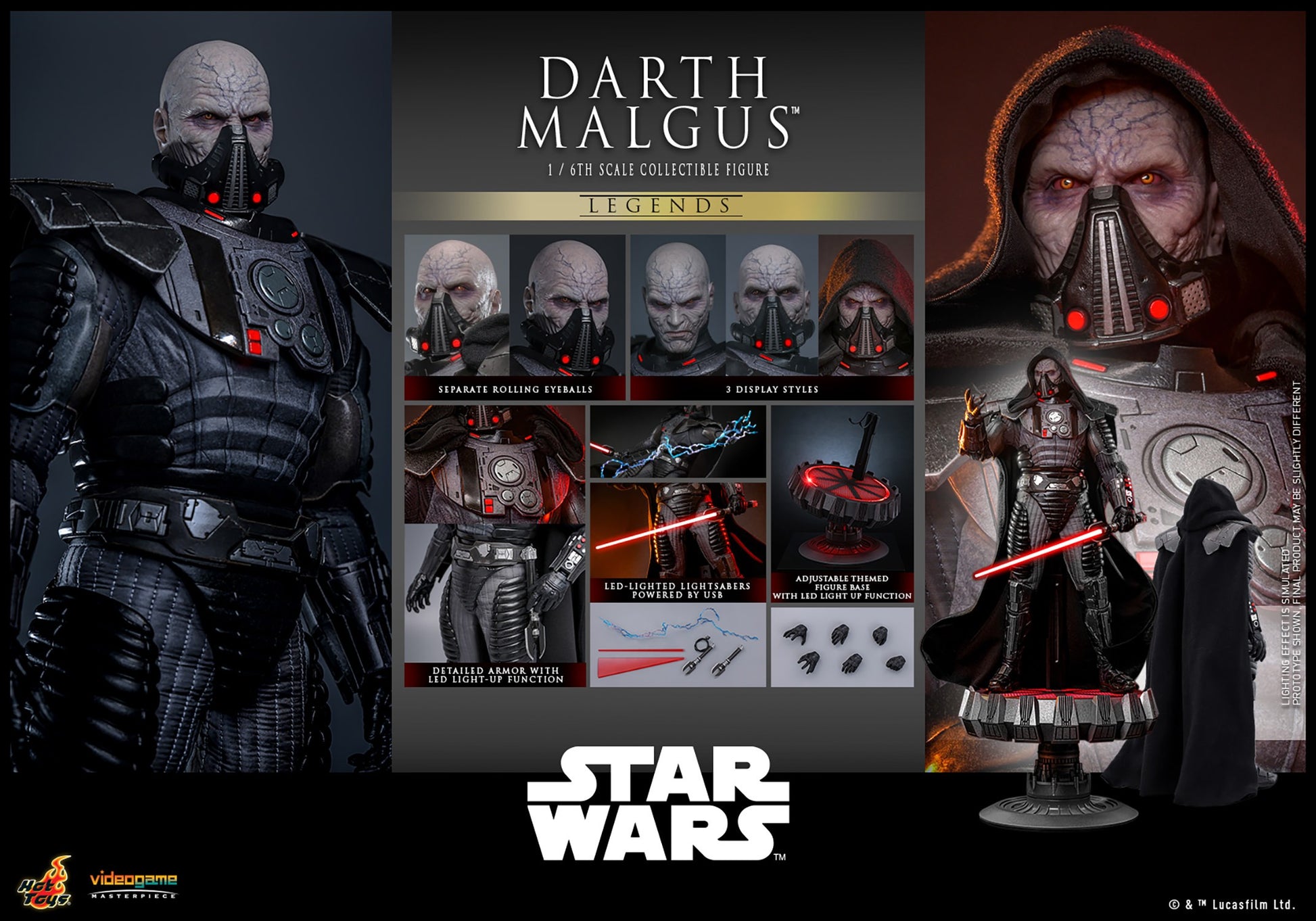 Hot Toys VGM70 Darth Malgus 1/6 scale Star Wars Legends figure with factory-sealed manufacturer shipper