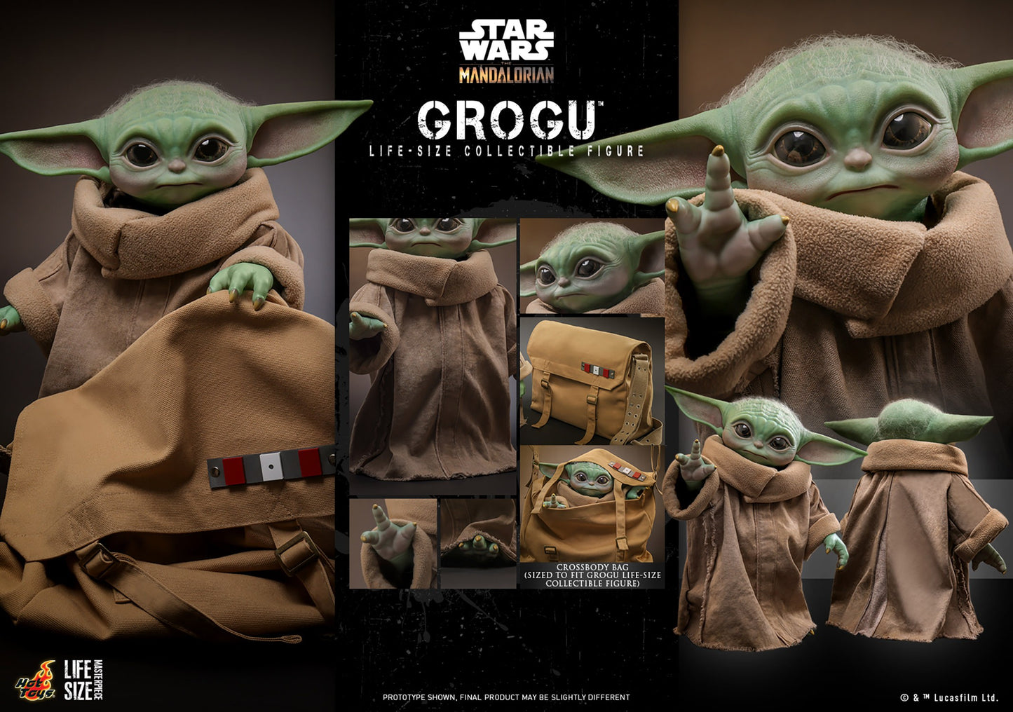 Hot Toys - Grogu Life Size with Cross-Body Bag - Star Wars - LMS015 - 1:6 Scale Action Figure - Damaged Packaging Sale