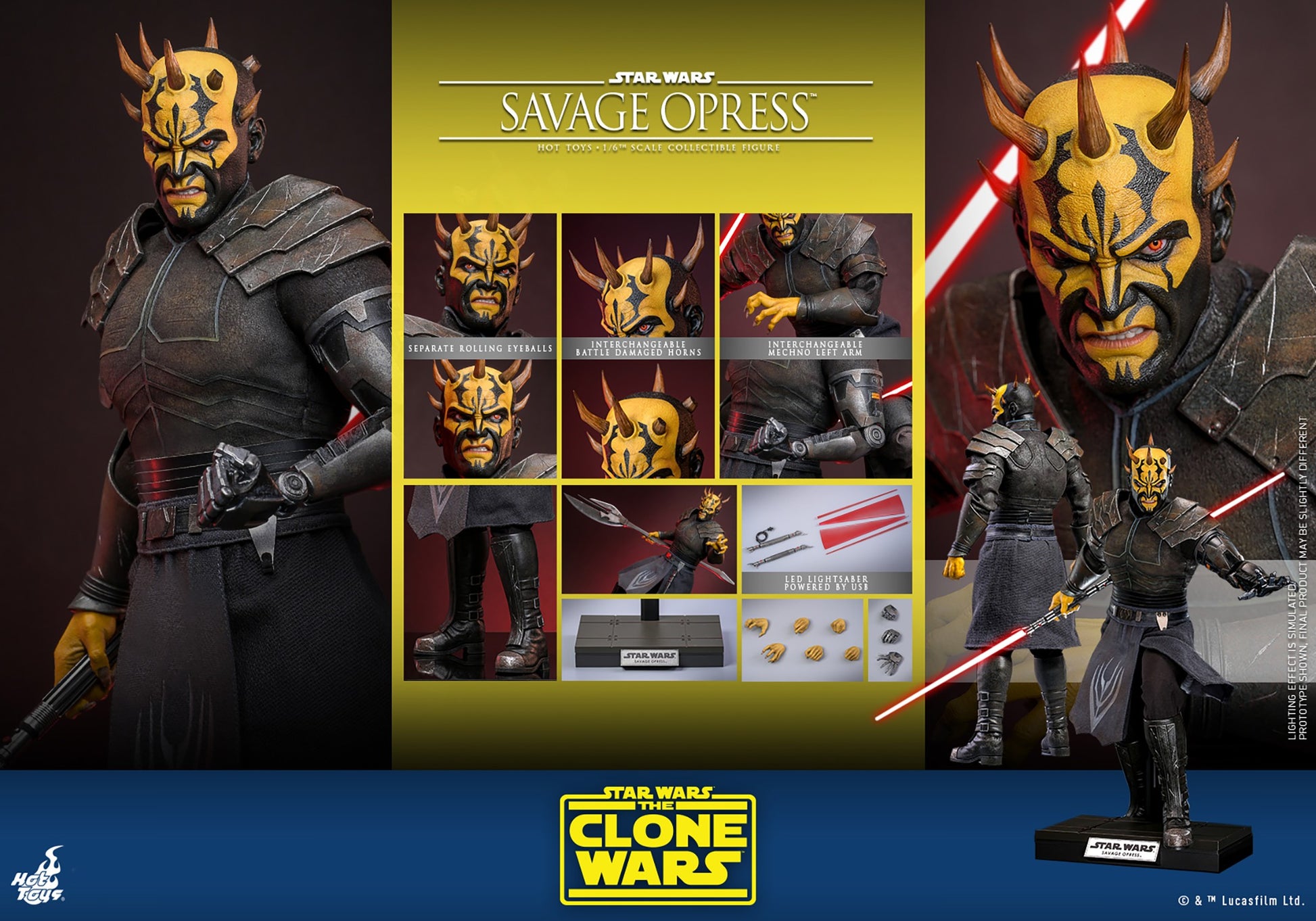 Hot Toys TMS136 Savage Opress 1/6 scale Star Wars The Clone Wars figure with factory-sealed manufacturer shipper