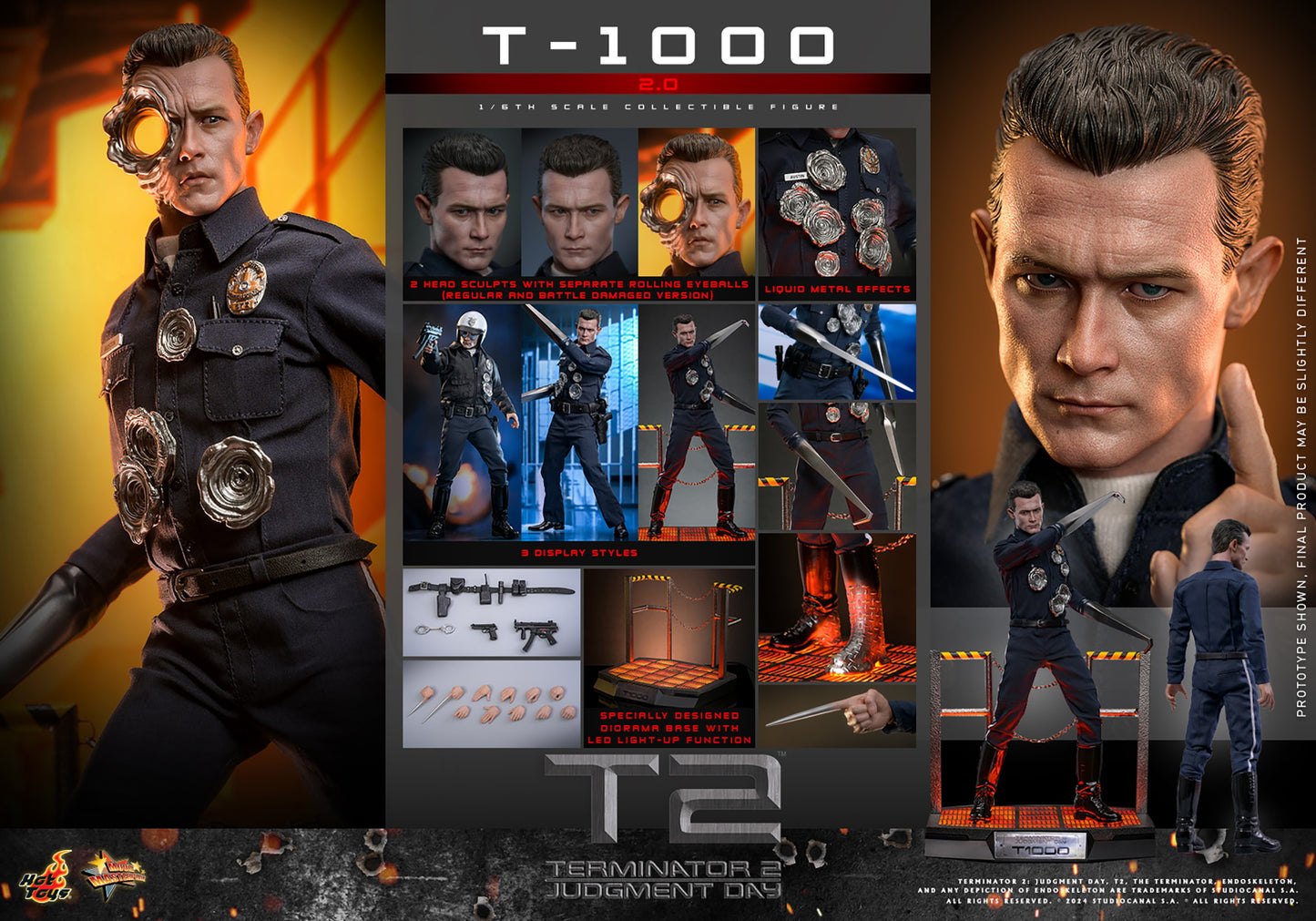 Hot Toys - T-1000 (2.0) - Terminator 2 - MMS774 - 1:6 Scale Action Figure