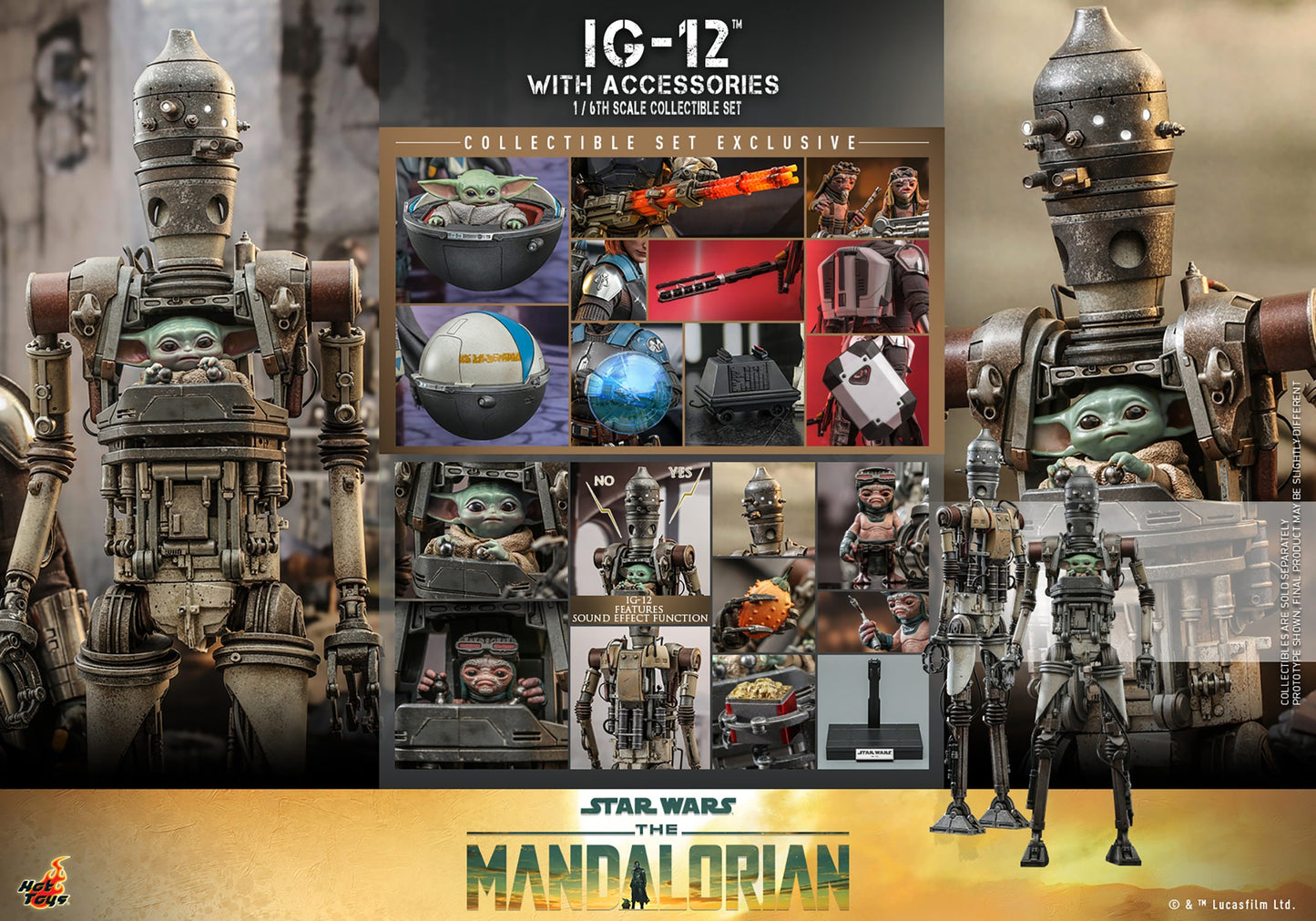 Hot Toys 1:6 - IG-12 Grogu Deluxe Set - Mandalorian - TMS105 - Star Wars