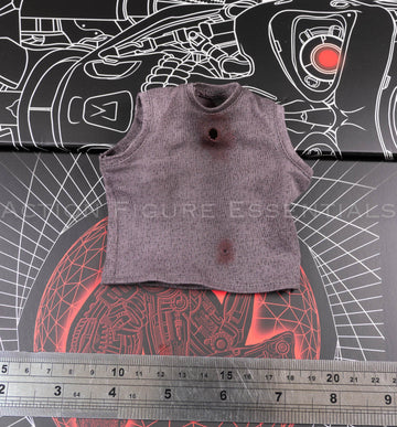 Present Toys Future Warrior T-800 grey battle damaged sleeveless shirt, front or angled view of original sixth scale part