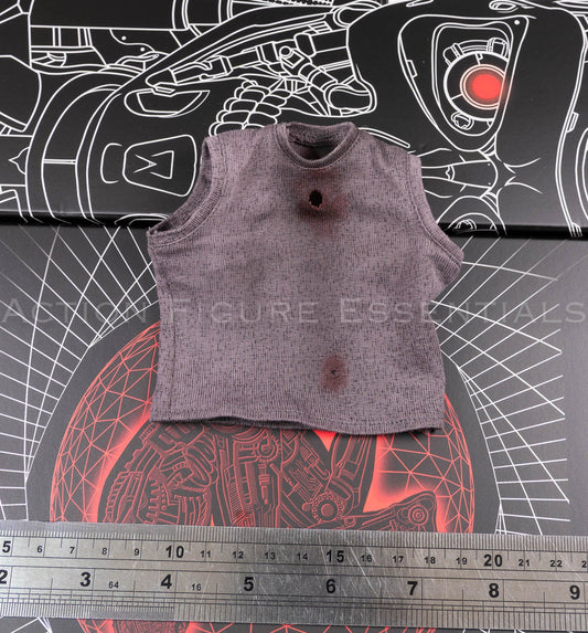 Present Toys Future Warrior T-800 grey battle damaged sleeveless shirt, front or angled view of original sixth scale part