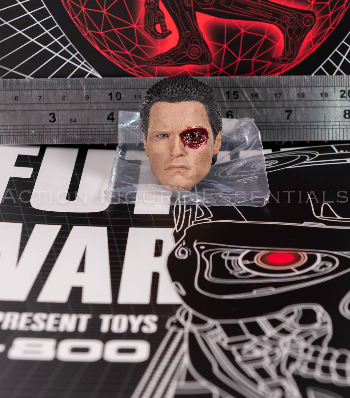 Present Toys T-800 mechanical eye head sculpt, front view