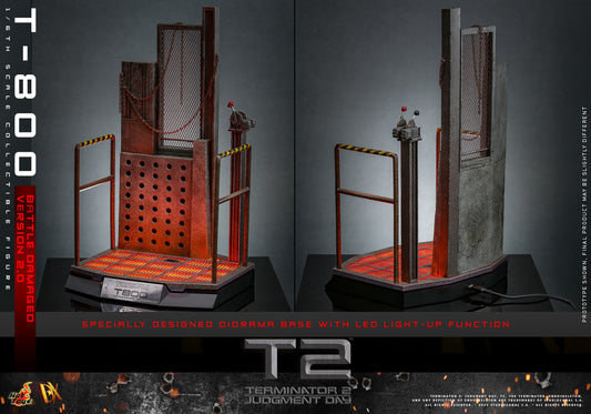 Hot Toys T-800 Battle Damaged Version 2.0 Steel Mill Diorama Base LED 1/6 Scale DX46 Terminator 2 Judgment Day