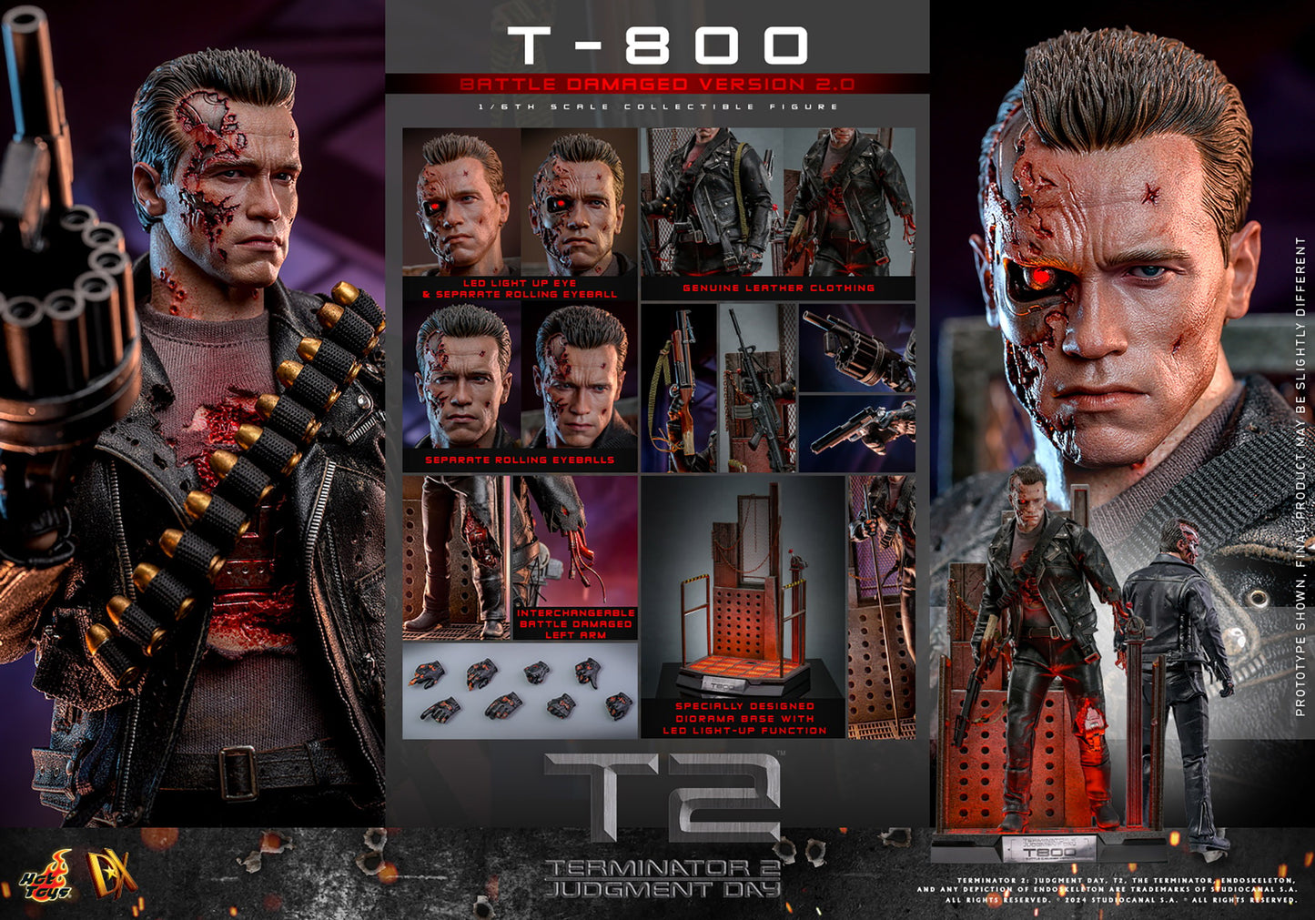 Hot Toys - T-800 Battle Damaged Version 2.0 - DX46 - 1:6 Scale - Terminator 2 - Action Figure