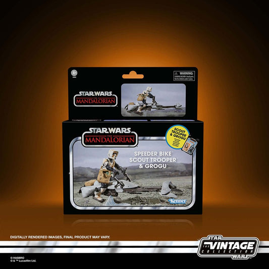 Star Wars: The Mandalorian Vintage Collection Vehicle with Figures Speeder Bike with Scout Trooper & Grogu